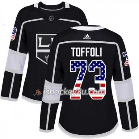 Dame NHL Los Angeles Kings Trøje Tyler Toffoli 73 Adidas 2017-2018 Sort USA Flag Fashion Authentic